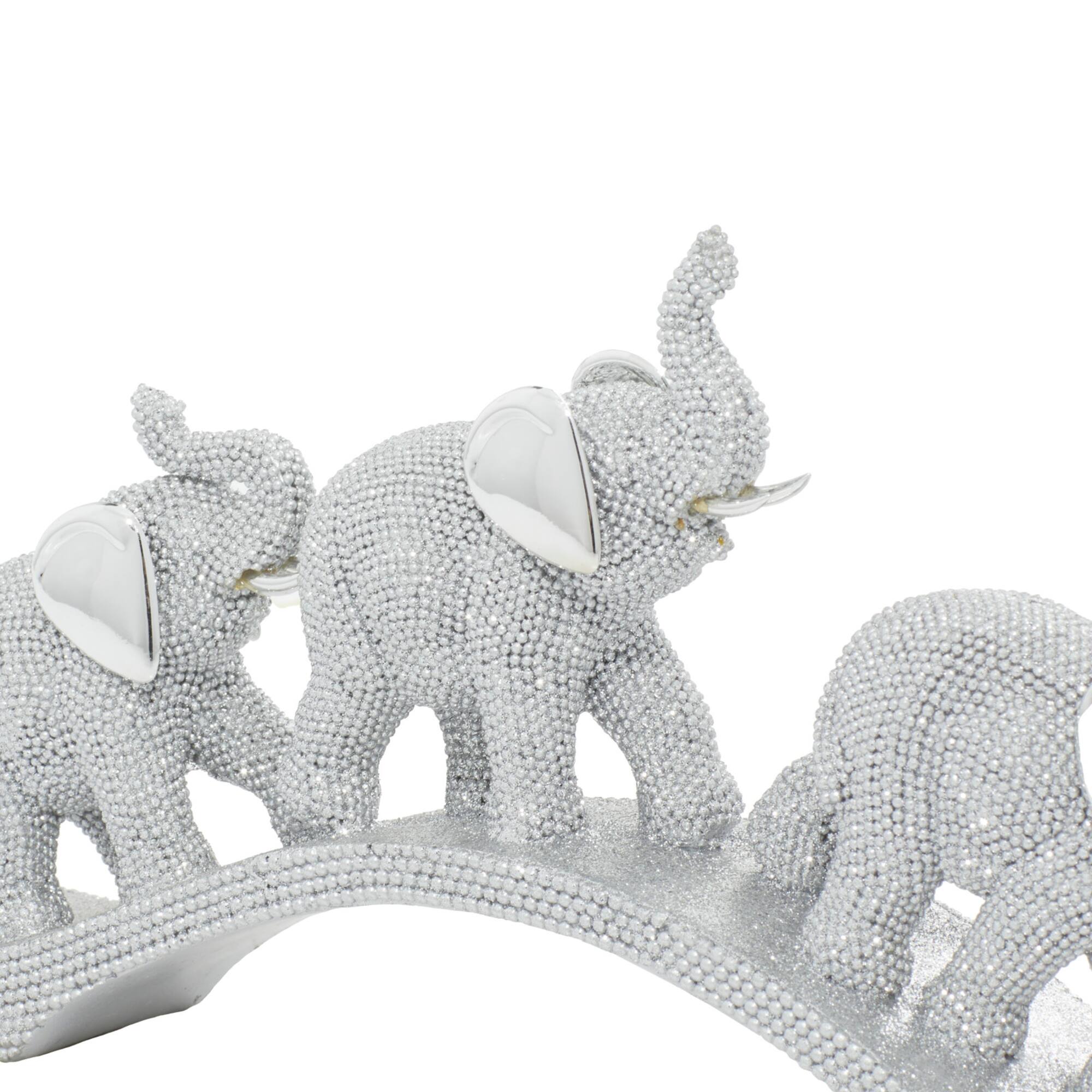 14" Silver Glam Elephant Sculpture